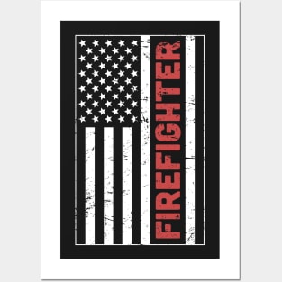 American Flag Firefighter Posters and Art